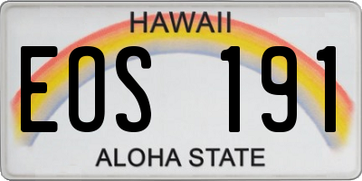HI license plate EOS191