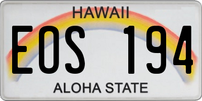 HI license plate EOS194
