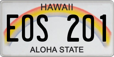 HI license plate EOS201