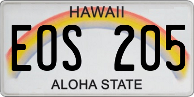 HI license plate EOS205