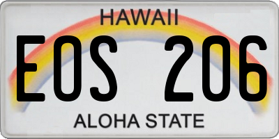 HI license plate EOS206
