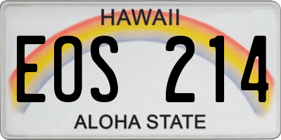 HI license plate EOS214