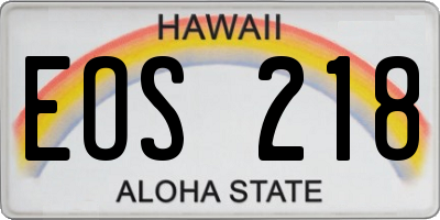 HI license plate EOS218