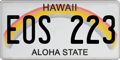 HI license plate EOS223