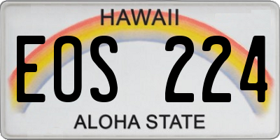 HI license plate EOS224