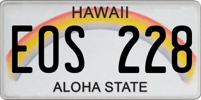 HI license plate EOS228