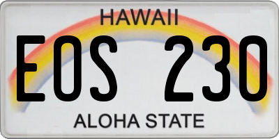 HI license plate EOS230
