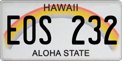 HI license plate EOS232