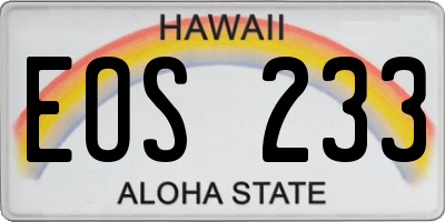 HI license plate EOS233