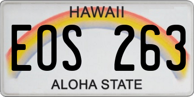 HI license plate EOS263