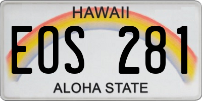 HI license plate EOS281