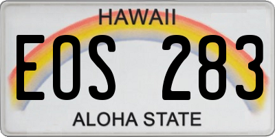 HI license plate EOS283