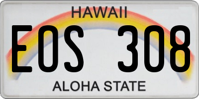 HI license plate EOS308