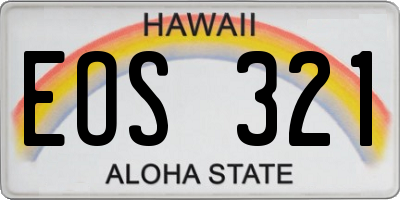 HI license plate EOS321