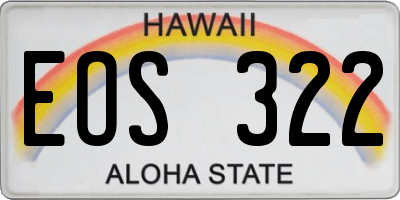 HI license plate EOS322