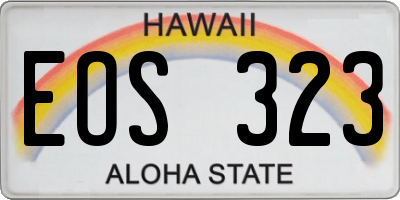 HI license plate EOS323