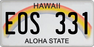 HI license plate EOS331