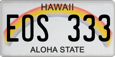HI license plate EOS333