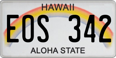 HI license plate EOS342