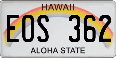 HI license plate EOS362