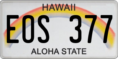HI license plate EOS377