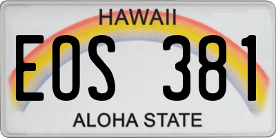 HI license plate EOS381