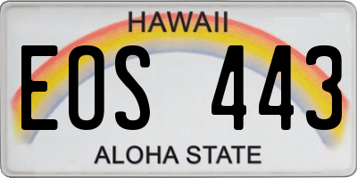 HI license plate EOS443