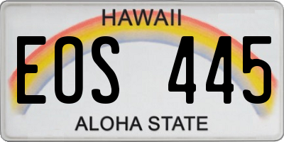 HI license plate EOS445