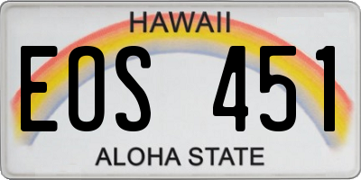 HI license plate EOS451