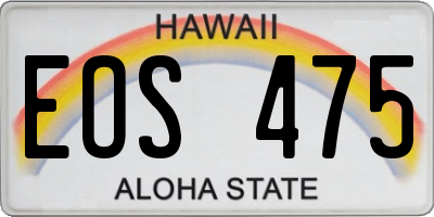HI license plate EOS475