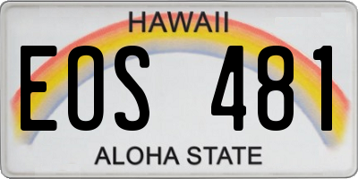 HI license plate EOS481