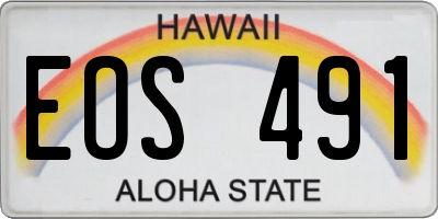 HI license plate EOS491