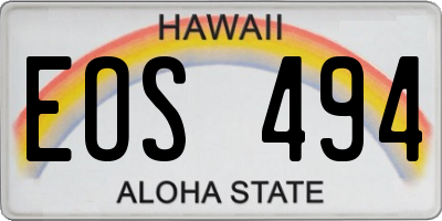 HI license plate EOS494