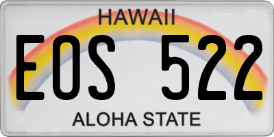 HI license plate EOS522