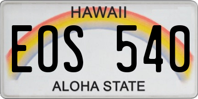 HI license plate EOS540