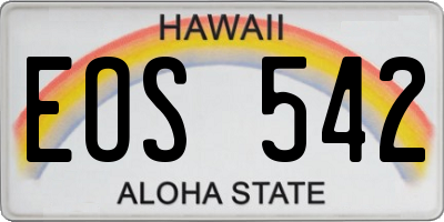 HI license plate EOS542