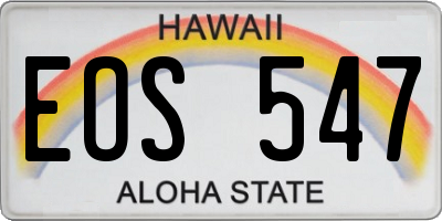 HI license plate EOS547