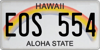 HI license plate EOS554