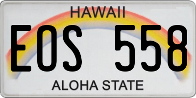 HI license plate EOS558