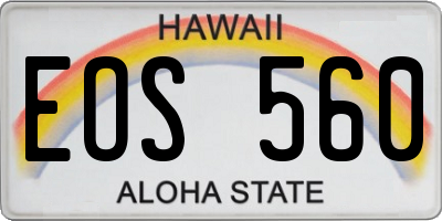 HI license plate EOS560