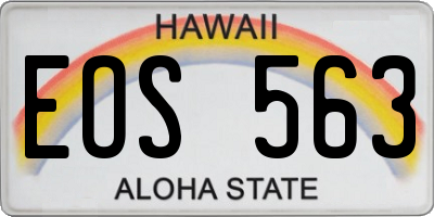 HI license plate EOS563