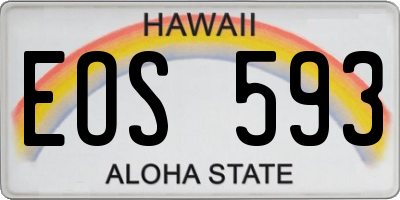 HI license plate EOS593
