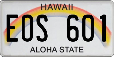 HI license plate EOS601