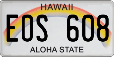 HI license plate EOS608