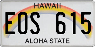 HI license plate EOS615