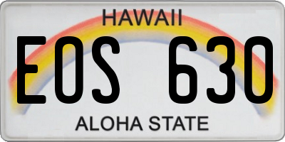 HI license plate EOS630