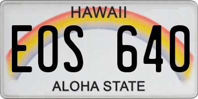 HI license plate EOS640
