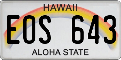 HI license plate EOS643