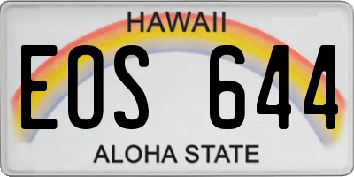 HI license plate EOS644
