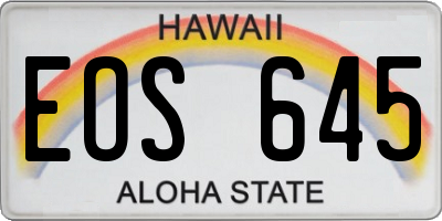HI license plate EOS645